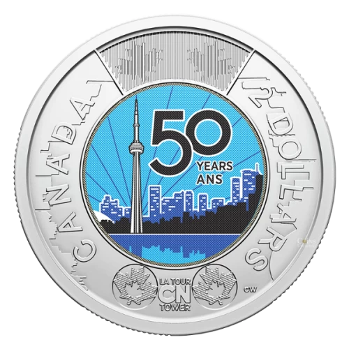 2026 Canada $2 50th Anniversary of the CN Tower Colourized Toonie Coins (Brilliant Uncirculated)