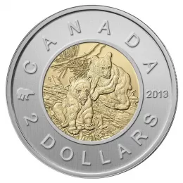 2013 Canadian $2 Baby Animals: Black Bear Cubs Specimen Toonie Coin
