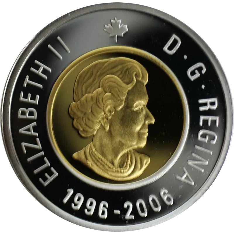 ୨୧直筆サイン入り୨୧ クンルンシステム クンルンネイゴン 2006 (1996-) Canadian $2 Polar Bear Toonie 10th Anniv Proof Coin