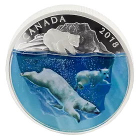 2018 Canadian $30 Dimensional Nature: Polar Bears - 2 oz Fine Silver Coin