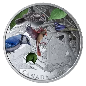 2019 Canadian $30 Birds in the Backyard - 2 oz Fine Silver Coloured Coin