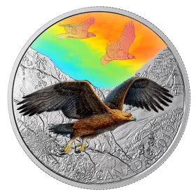 2019 Canadian $30 Majestic Birds in Motion: Golden Eagles - 2 oz Fine Silver Hologram Coin