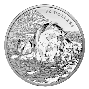2023 Canadian $30 Multifaceted Animal Family: Grizzly Bears - 2 oz Fine Silver Coin