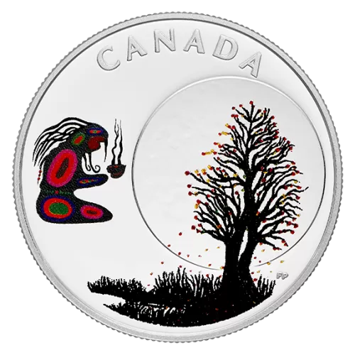 2018 Canadian $3 Thirteen Teachings From Grandmother Moon: Falling Leaves Moon Fine Silver Coin