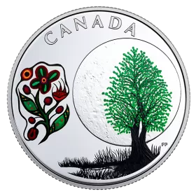 2018 Canadian $3 Thirteen Teachings From Grandmother Moon: Thimbleberry Moon - Fine Silver Coin