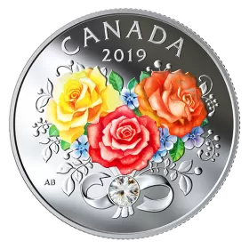 2019 Canadian $3 Celebration of Love - Fine Silver Coin with Swarovski® Crystal - No COA