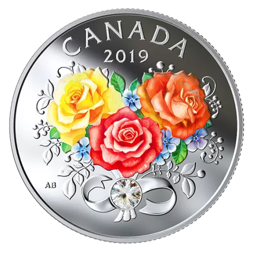 2019 Canadian $3 Celebration of Love - Fine Silver Coin with Swarovski® Crystal - No COA