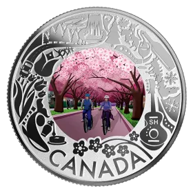 2019 Canadian $3 Cherry Blossoms: Celebrating Canadian Fun and Festivities - Fine Silver Coloured Coin