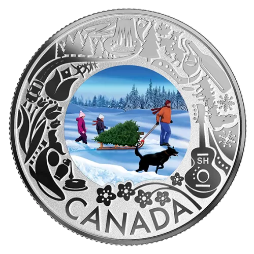 2019 Canadian $3 Christmas Tree: Celebrating Canadian Fun and Festivities - Fine Silver Coloured Coin