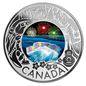 2019 Canadian $3 Niagara Falls Winter Lights: Celebrating Canadian Fun and Festivities - Fine Silver Coloured Coin