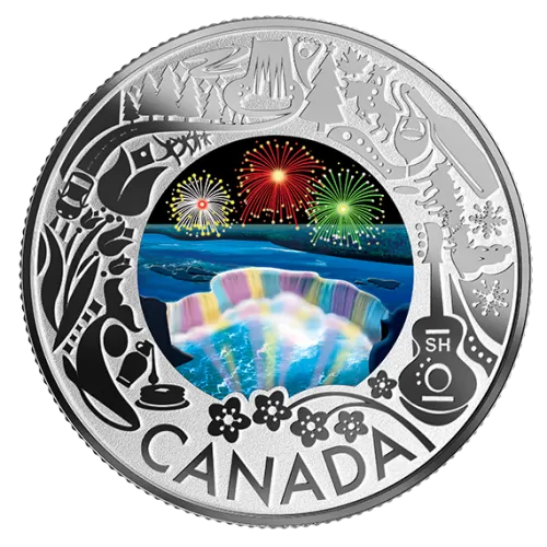 2019 Canadian $3 Niagara Falls Winter Lights: Celebrating Canadian Fun and Festivities - Fine Silver Coloured Coin