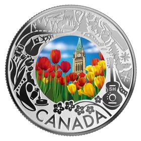 2019 Canadian $3 Tulips: Celebrating Canadian Fun and Festivities - Fine Silver Coloured Coin
