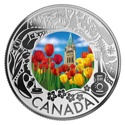 2019 Canadian $3 Tulips: Celebrating Canadian Fun and Festivities - Fine Silver Coloured Coin