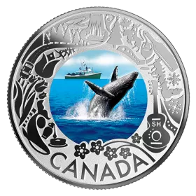 2019 Canadian $3 Whale Watching: Celebrating Canadian Fun and Festivities - Fine Silver Coloured Coin