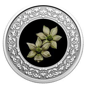 2020 Canadian $3 Floral Emblems of Canada: British Columbia, Pacific Dogwood - Fine Silver Coloured Coin