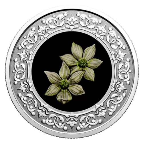 2020 Canadian $3 Floral Emblems of Canada: British Columbia, Pacific Dogwood - Fine Silver Coloured Coin