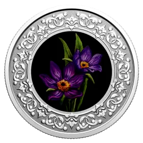 2020 Canadian $3 Floral Emblems of Canada: Manitoba, Prairie Crocus - Fine Silver Coloured Coin
