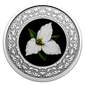2020 Canadian $3 Floral Emblems of Canada: Ontario, White Trillium - Fine Silver Coloured Coin