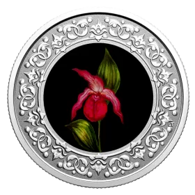 2021 Canadian $3 Floral Emblems of Canada: Prince Edward Island, Lady's Slipper - Fine Silver Coloured Coin
