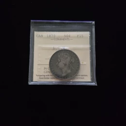 1870 Canada 50 Cent Queen Victoria Coin ICCS Graded F15 LCW