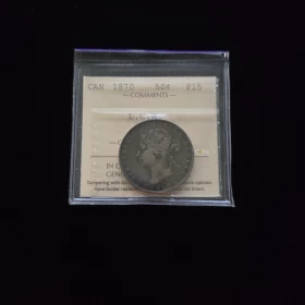 1870 Canada 50 Cent Queen Victoria Coin ICCS Graded F15 LCW
