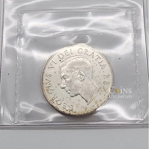1948 Canada 50-Cent Coat of Arms Silver Half Dollar Coin ICCS Graded VF-30