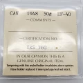 1948 Canada 50-Cent Coat of Arms Silver Half Dollar Coin ICCS Graded EF-40