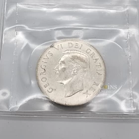 1948 Canada 50-Cent Coat of Arms Silver Half Dollar Coin ICCS Graded EF-40