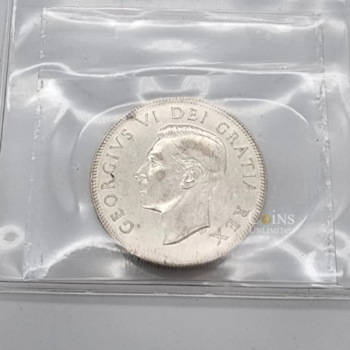 1948 Canada 50-Cent Coat of Arms Silver Half Dollar Coin ICCS Graded EF-40