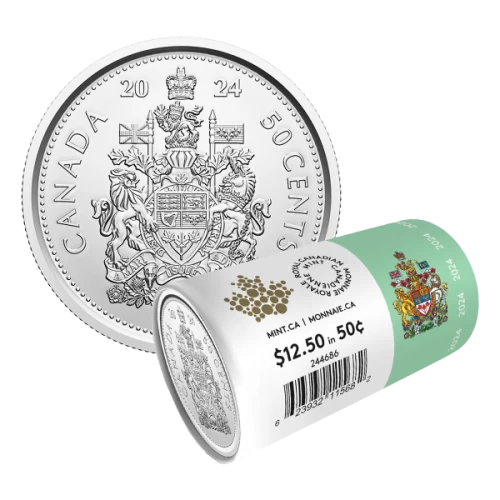 2024 Canadian 50-Cent Coat of Arms/King Charles III Half Dollar Collector's Edition Special Wrap Coin Roll