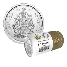 2026 Canada 50-Cent Coat of Arms/King Charles III Half Dollar Collector's Edition Special Wrap Coin Roll