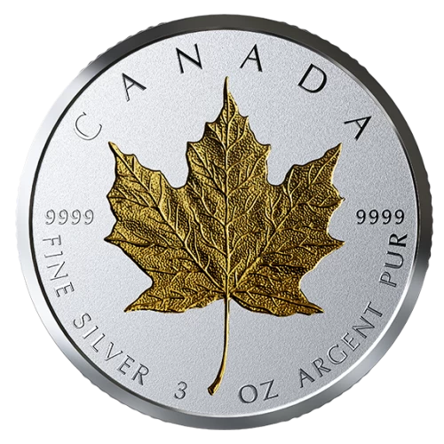 2019 Canadian $50 40th Anniversary of the Gold Maple Leaf - 3 oz Fine Silver Coin-minor rim toning