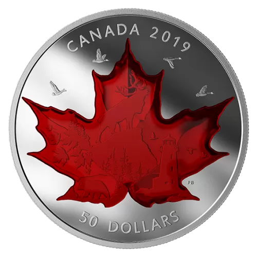 2019 Canadian $50 Celebrating Canada's Classic Icons - 5 oz Fine Silver Coloured Coin
