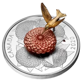 2020 Canadian $50 Hummingbird and the Bloom 5 oz Fine Silver & Gold-Plated MOVEABLE Coin