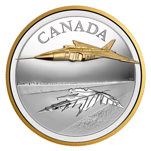2021 Canadian $50 The Avro Arrow - 5 oz Fine Silver Gold-plated Coin