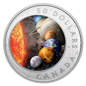 2021 Canadian $50 The Solar System - 5 oz Fine Silver Coloured Coin