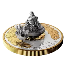 2022 Canadian $50 Holiday Gifts - 5 oz Fine Silver & Gold-plated Movable Coin