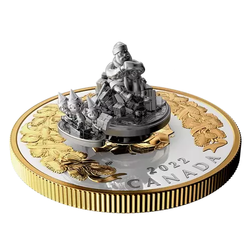 2022 Canadian $50 Holiday Gifts - 5 oz Fine Silver & Gold-plated Movable Coin