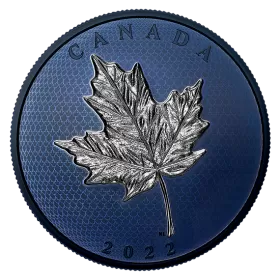 2022 Canadian $50 Maple Leaves in Motion - 5 oz Fine Silver Coin with Blue Rhodium Plating