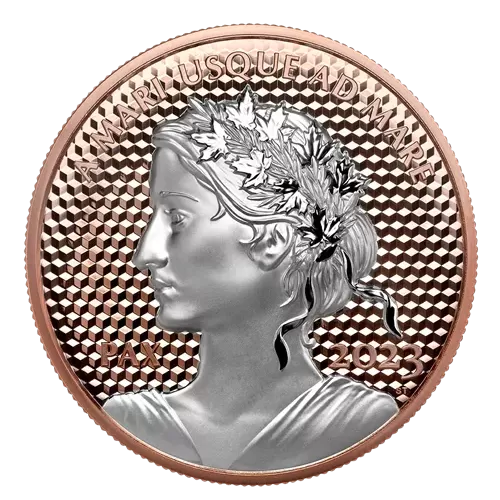 2023 Canadian $50 Peace Dollar - 5 oz Fine Silver Rose Gold Plated Coin