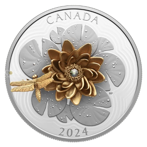 2024 Canada $50 The Goldfinch and the Bloom - 5 oz Fine Silver Coin with Gold Plating