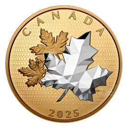2025 Canada $50 Maple Leaves in Motion - 5 oz Fine Silver Coin with Gold Plating