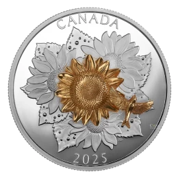 2025 Canada $50 The Goldfinch and the Bloom - 5 oz Fine Silver Coin with Gold Plating
