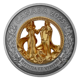 2025 Canada $50 Allegories of Justice and Truth - 5 oz Multidimensional Fine Silver Coin with Gold Plating