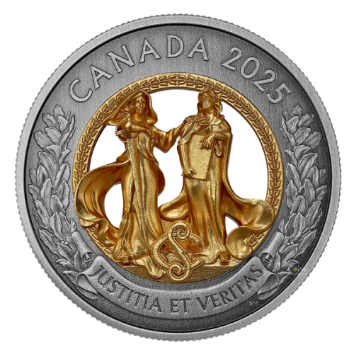 2025 Canada $50 Allegories of Justice and Truth - 5 oz Multidimensional Fine Silver Coin with Gold Plating