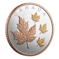 2026 Canada $50 Maple Leaves in Motion - 5 oz Fine Silver Coin with Gold Plating
