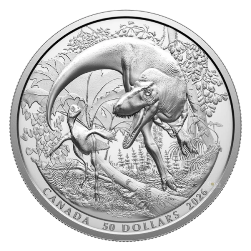 2026 Canada $50 Triple Maple - MintLAB - Exceptional Discoveries: Dinosaurs of Canada – Fine Silver Coin