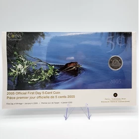 2005 Canada 5-Cent The Beaver: Official First Day Nickel Coin