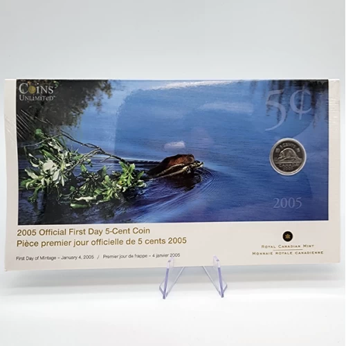 2005 Canada 5-Cent The Beaver: Official First Day Nickel Coin