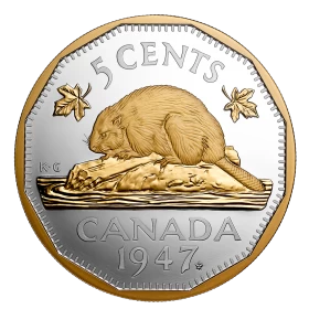 2023 Canadian 5-Cent 1947 Maple Leaf Mark - 2 oz Fine Silver Coin